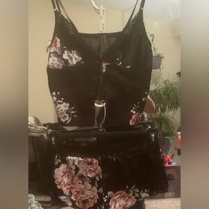 Floral Lace Trim Sleepwear Set